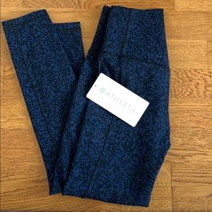 NWT Athleta black and blue print leggings